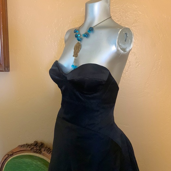 NWT KAUFMAN FRANCO Black Corsett Strapless Evening Gown.  SZ XS - Picture 4 of 13